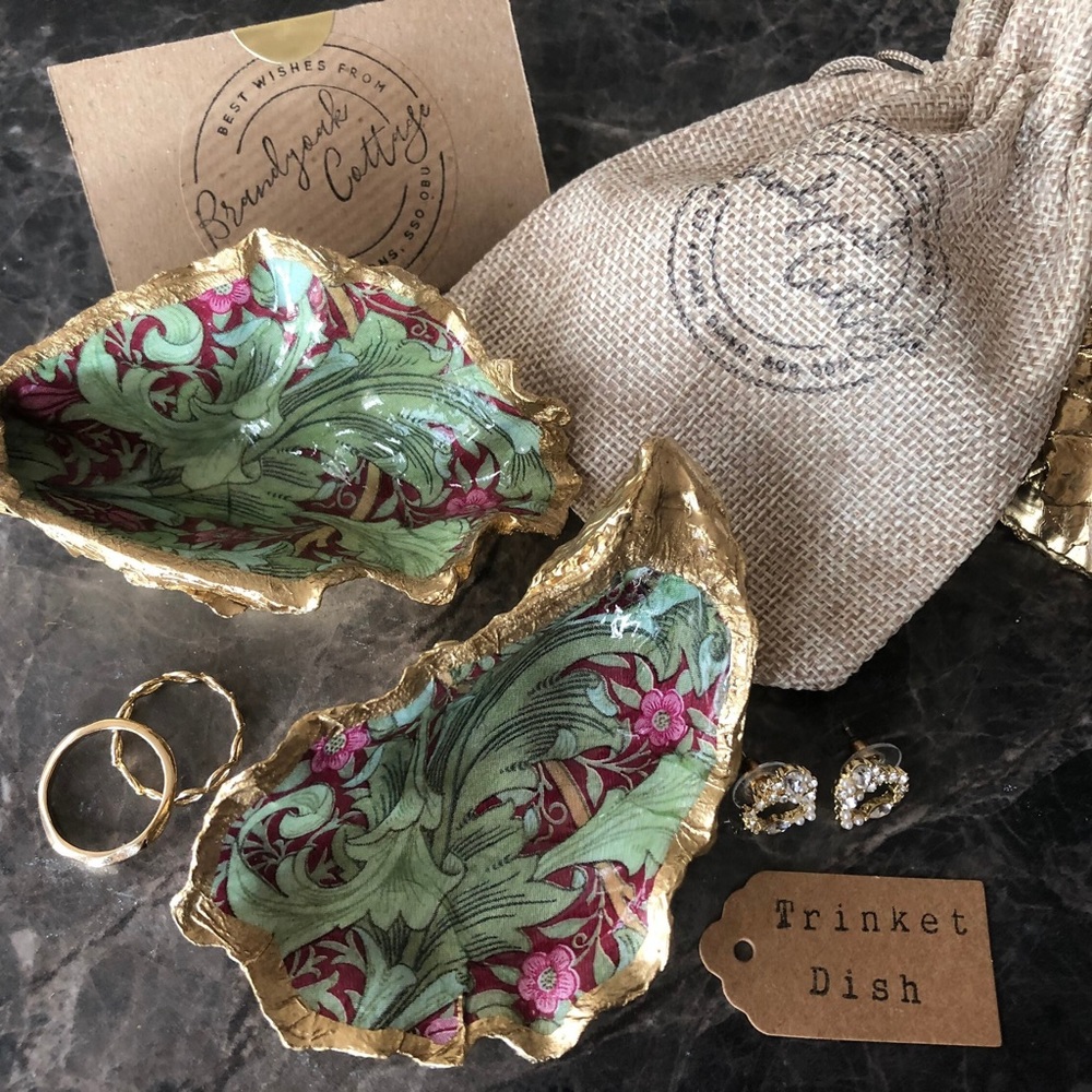 Anthropologie Decoupage Oyster shell ring dish OR ornament!!